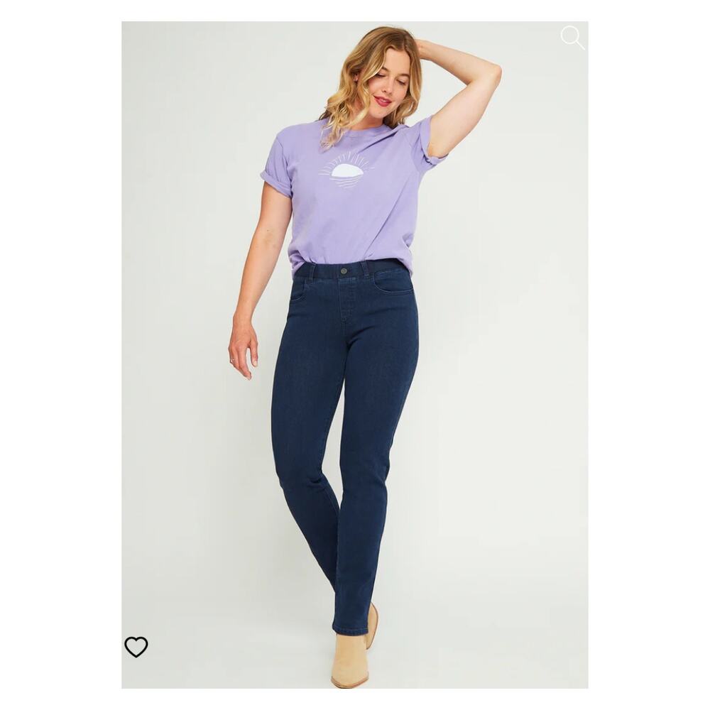 Betabrand Yoga Denim Straight Leg Pull On Jean Pants Sz.XLP